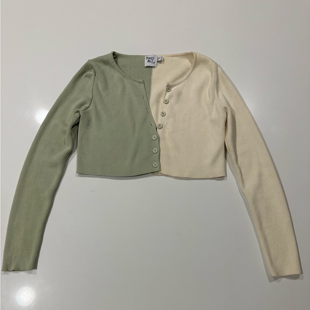 Princess polly long sleeve cropped button up top
